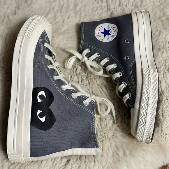 Comme Des Garçons Play x Chuck 70 High Top Converse With Peekaboo Heart Gray
